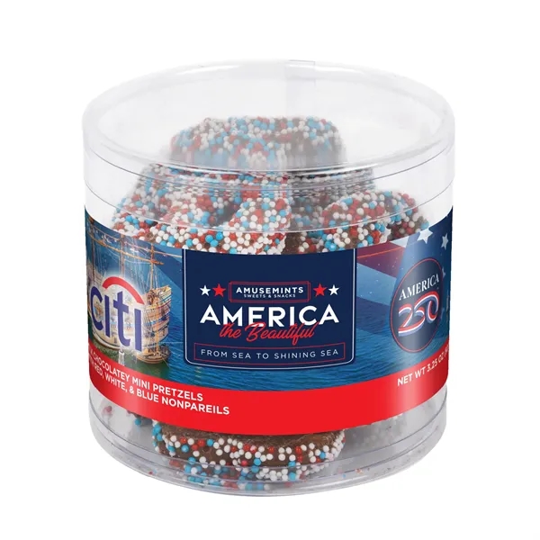 America 250- Round Acetate-Patriotic Nonpareil Mini Pretzels