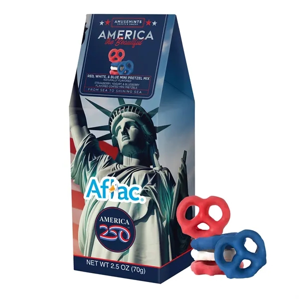 America 250- Gable Box- Red, White and Blue Mini Pretzels