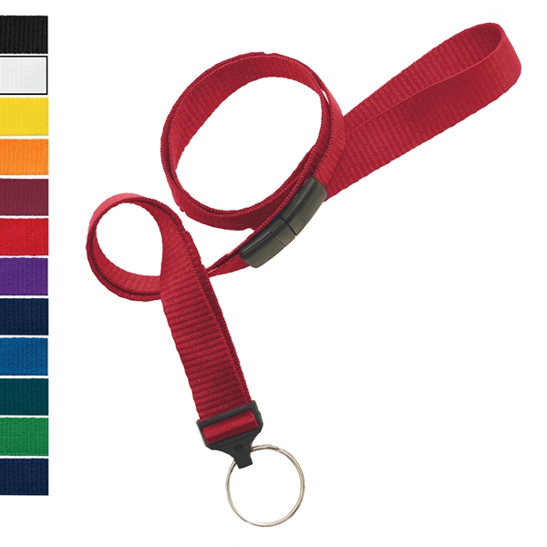 5/8" Blank Breakaway Lanyard with Split Ring, Flat Ribbed - 5/8" Blank Breakaway Lanyard with Split Ring, Flat Ribbed - Image 0 of 12