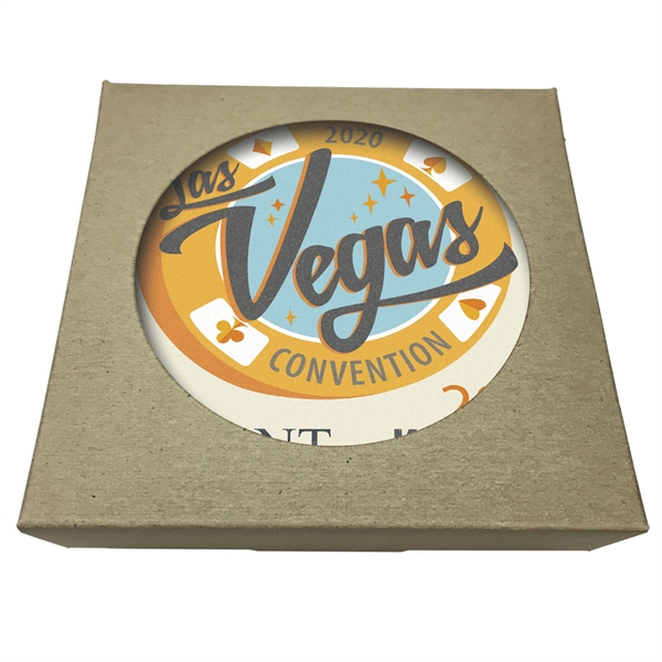 Square Absorbent Stone Coaster w/ Natural Kraft Box