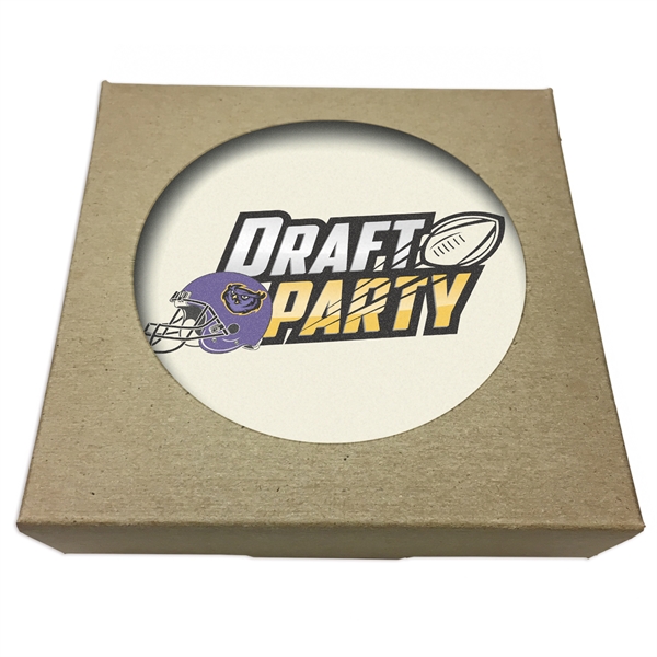 Set of 2 Round Absorbent Stone Coasters w/ Natural Kraft Box