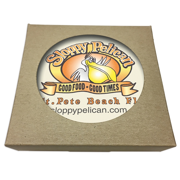 Round Absorbent Stone Coaster w/ Natural Kraft Box