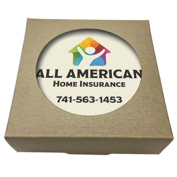 Set of 4 Square Absorbent Stone Coasters w/ Natural Kraft