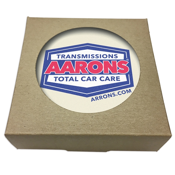 Set of 4 Round Absorbent Stone Coasters w/ Natural Kraft Box
