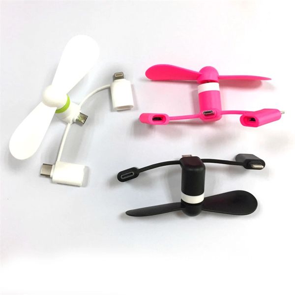 3-In-1 USB Cellphone Fan - 3-In-1 USB Cellphone Fan - Image 0 of 2