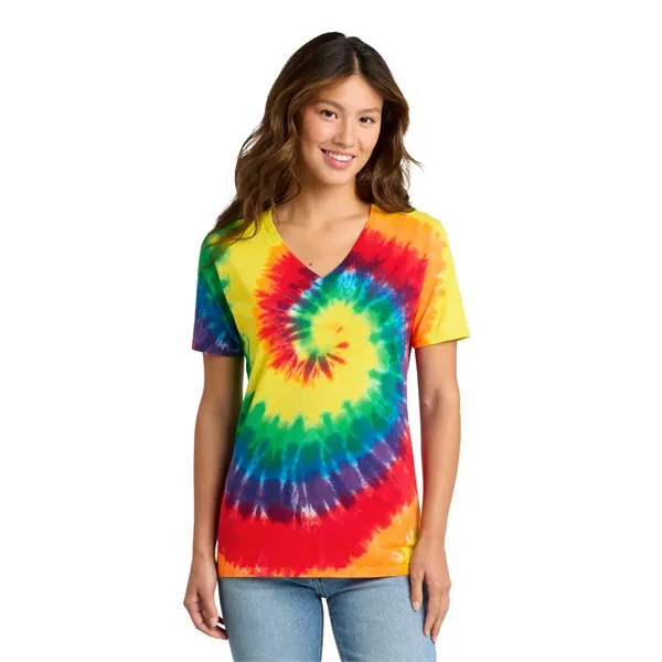 Port & Co Women's Tie-Dye V-Neck Tee.