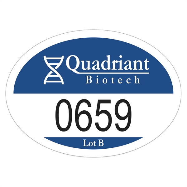 Oval White Vinyl Numbered Outside Parking Permit Decal - Oval White Vinyl Numbered Outside Parking Permit Decal - Image 1 of 1