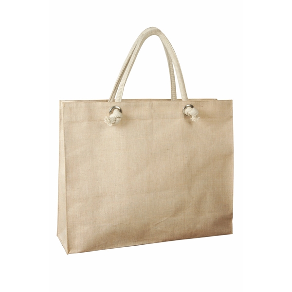 Tote bag with Jute/Cotton blended fabric & large grommets - Tote bag with Jute/Cotton blended fabric & large grommets - Image 3 of 3