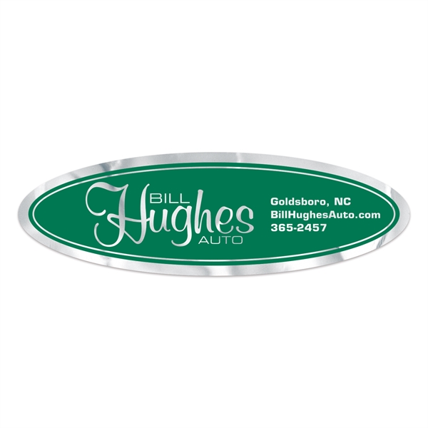 Stock Oval Chrome Polyester Car-Cals Decal (1 1/2"x4 3/4")