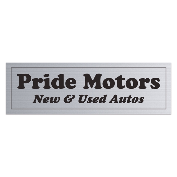 Stock Rectangle Brushed Chrome Car-Cals Decal (1 3/8"x4