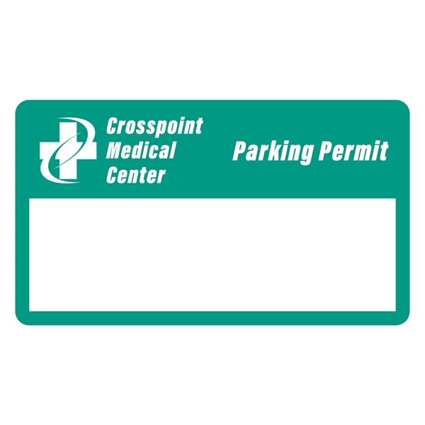 Rectangle White Vinyl Numbered Outside Parking Permit Decal