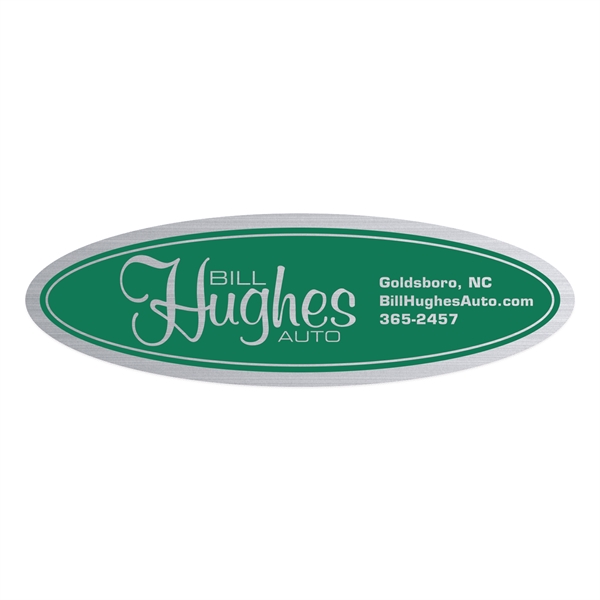 Stock Oval Brushed Chrome Car-Cals Decal (1 1/2"x4 3/4")