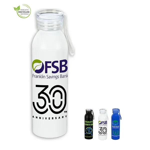 22 OZ Recycled Aluminum Bottle With Carry Strap Lid