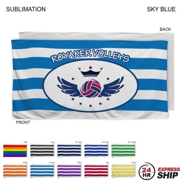 24 Hr Express Ship - Cabana Stripe Velour Terry Beach Towel