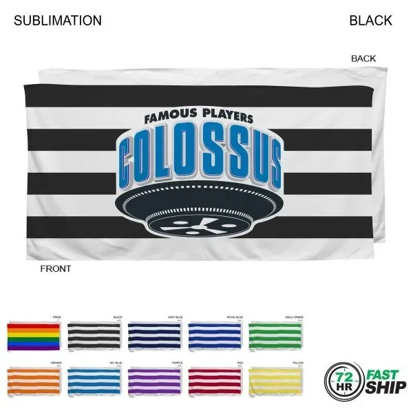 72 Hr Fast Ship - Cabana Stripe Sublimated Beach Towel 30X60
