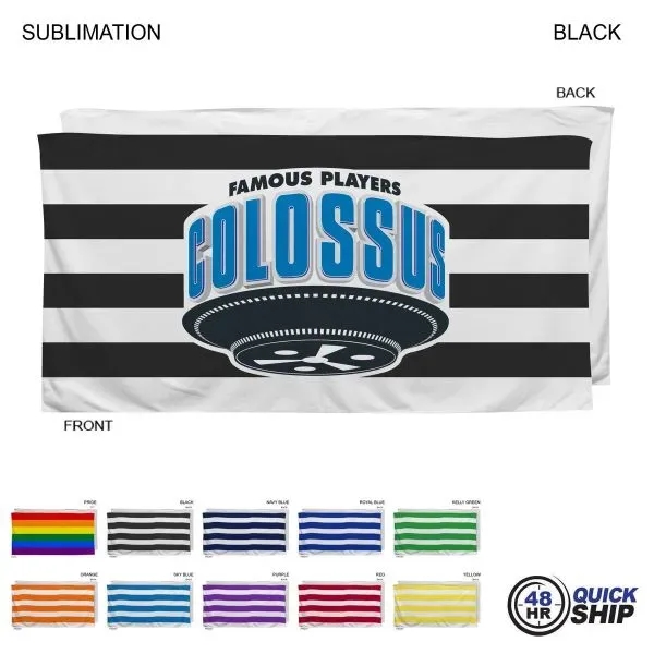 48Hr Quick Ship - Cabana Stripe Sublimated Beach Towel 30X60