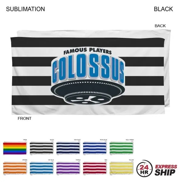 24 Hr Express Ship -Cabana Stripe, Velour Terry Beach Towel