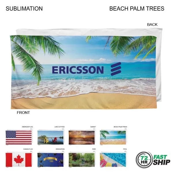 72 Hr Fast Ship - Stock Design Sublimated Beach Towel, 30X60