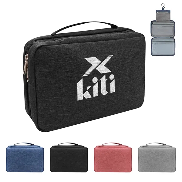 Polyester Portable Travel Hanging Toiletry Bag W/ Zipper