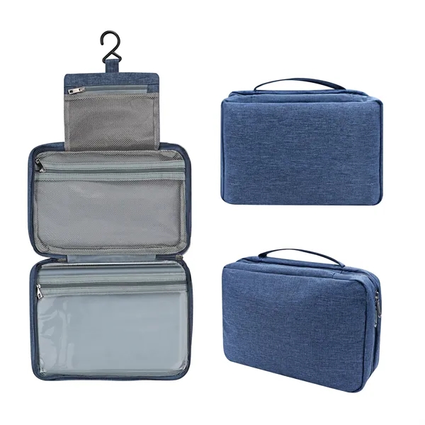 Polyester Portable Travel Hanging Toiletry Bag W/ Zipper