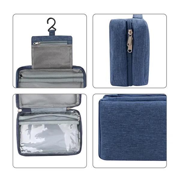 Polyester Portable Travel Hanging Toiletry Bag W/ Zipper