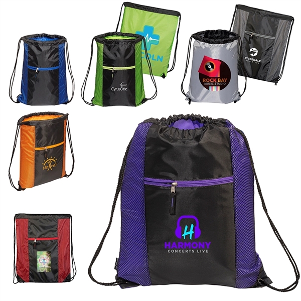 Porter Collection 210D Polyester/Mesh Pattern Drawstring Bag - Porter Collection 210D Polyester/Mesh Pattern Drawstring Bag - Image 0 of 3
