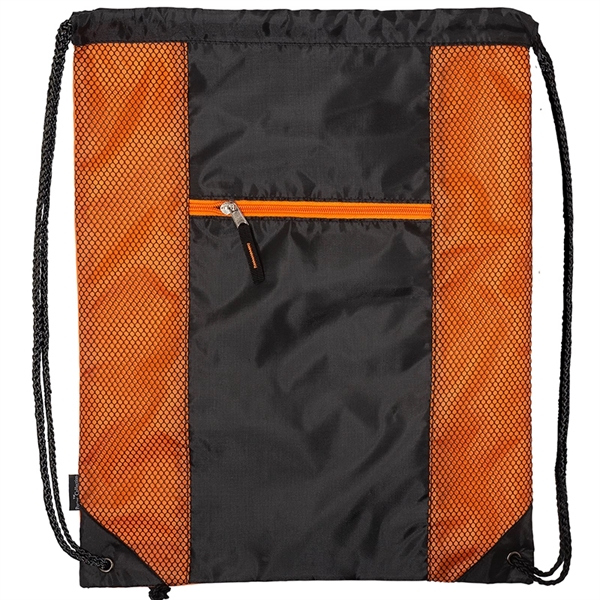 Porter Collection 210D Polyester/Mesh Pattern Drawstring Bag - Porter Collection 210D Polyester/Mesh Pattern Drawstring Bag - Image 2 of 3