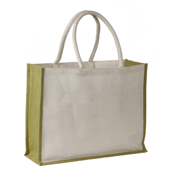 Jute Shopping Tote with Cotton Web Handle and Inside Pocket - Jute Shopping Tote with Cotton Web Handle and Inside Pocket - Image 1 of 5