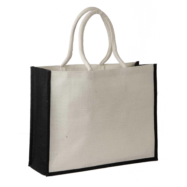 Jute Shopping Tote with Cotton Web Handle and Inside Pocket - Jute Shopping Tote with Cotton Web Handle and Inside Pocket - Image 2 of 5