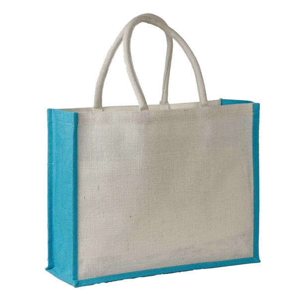 Jute Shopping Tote with Cotton Web Handle and Inside Pocket - Jute Shopping Tote with Cotton Web Handle and Inside Pocket - Image 3 of 5