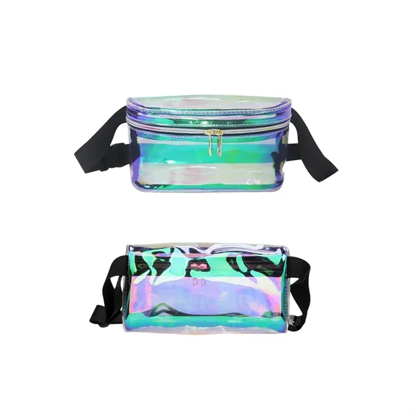 Clear Holographic Zipper Fanny Pack Adjustable Belt Bag