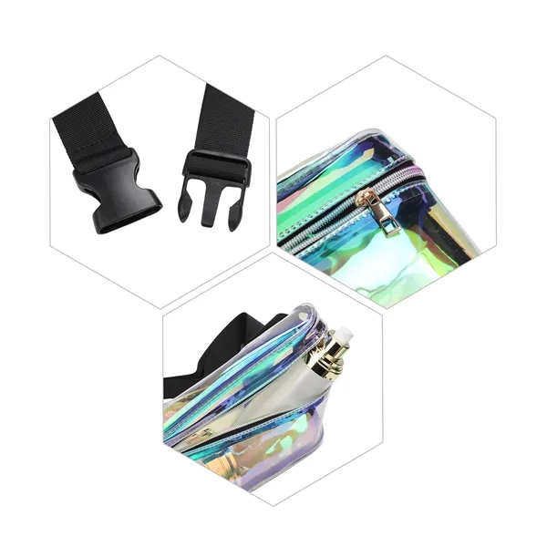 Clear Holographic Zipper Fanny Pack Adjustable Belt Bag