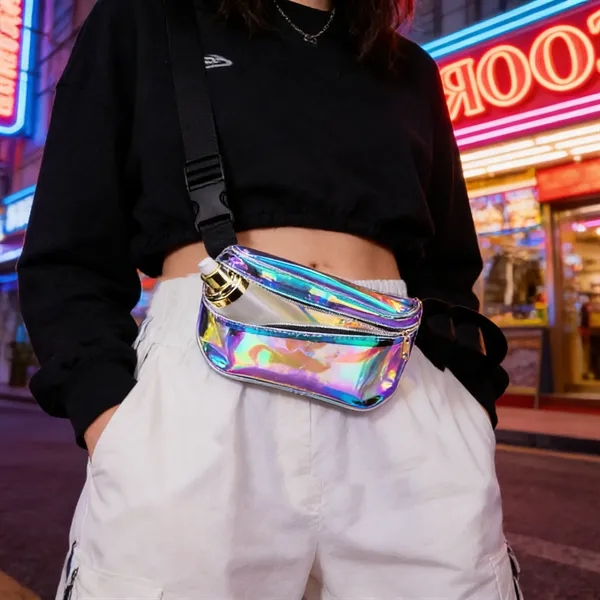 Clear Holographic Zipper Fanny Pack Adjustable Belt Bag