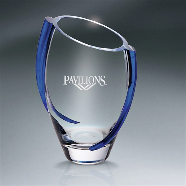 Clear Glass Vase with Blue Swirl Accents - Clear Glass Vase with Blue Swirl Accents - Image 0 of 0