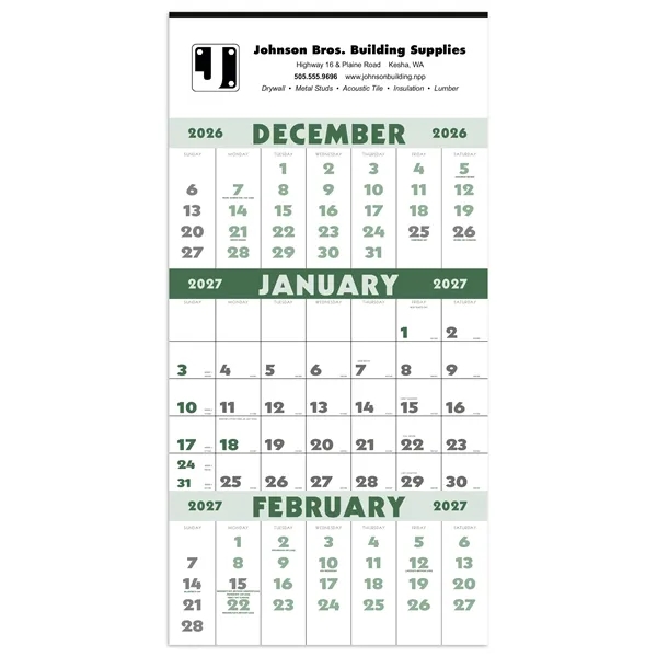 Custom Triumph® Calendars 3-Month Planner (12 Sheet)