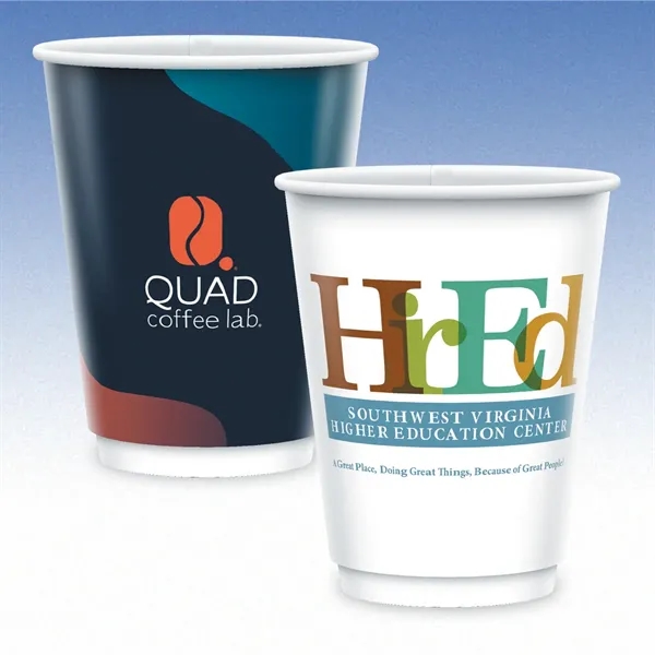 Custom 12 oz Recyclable Double Wall Paper Cups