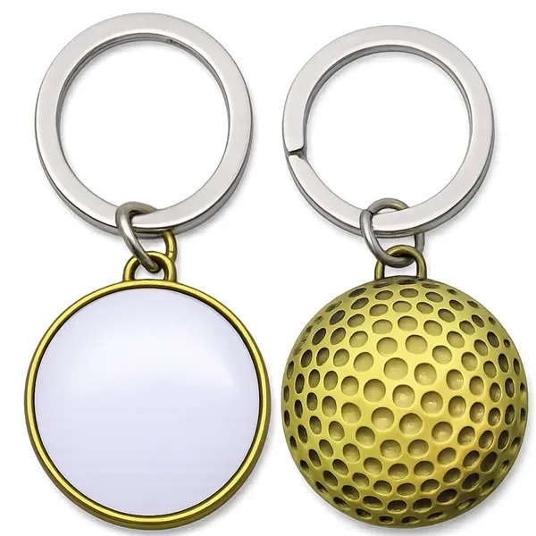 Golf Ball Shaped Metal Keychain