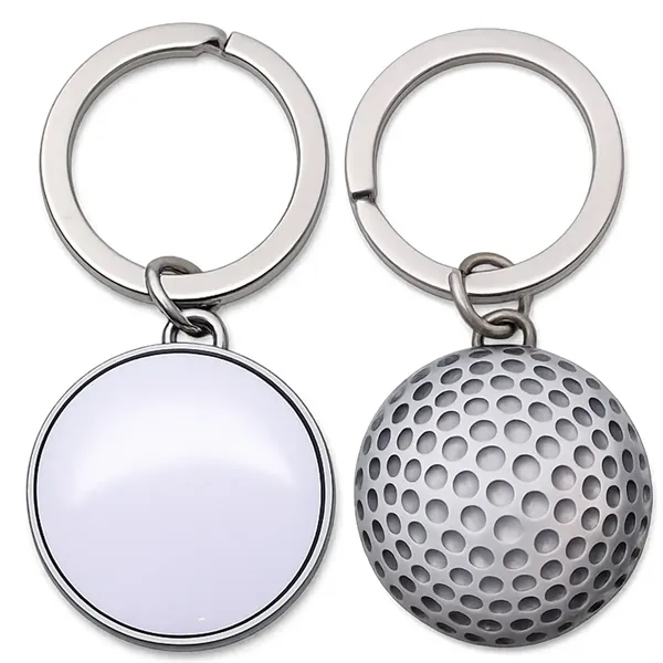 Golf Ball Shaped Metal Keychain