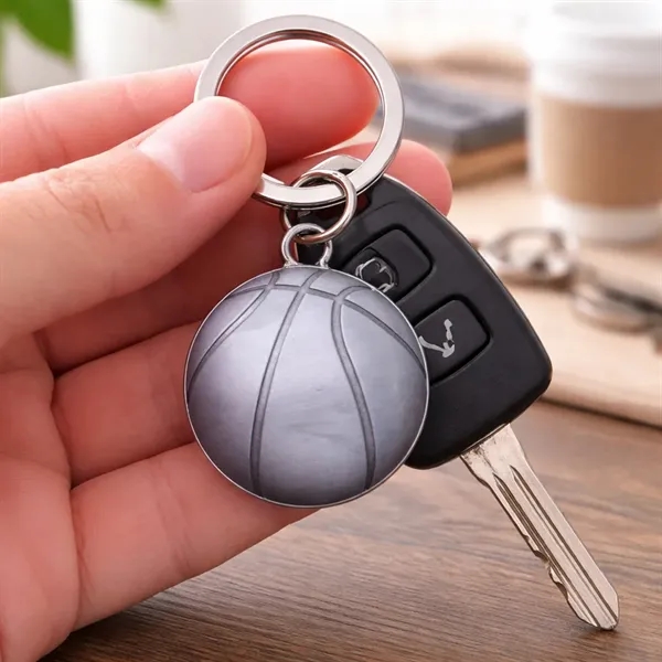 Basketball Shaped Metal Keychain