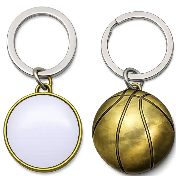 Basketball Shaped Metal Keychain