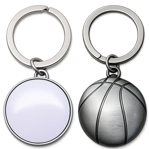 Basketball Shaped Metal Keychain