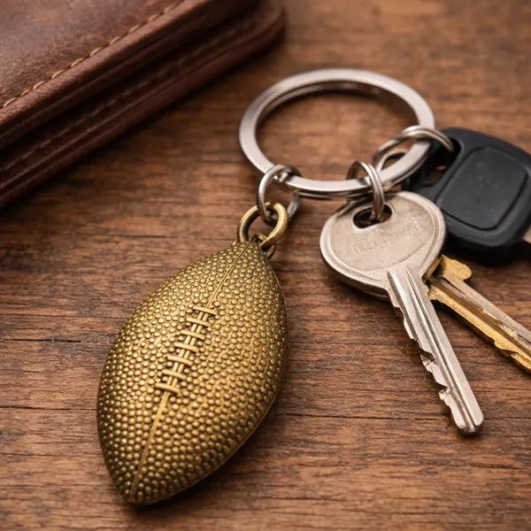 Football Shaped Metal Keychain