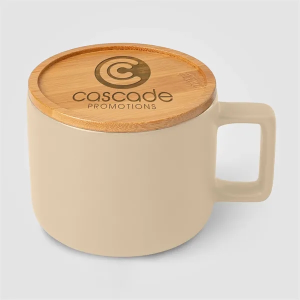Custom 12oz. Ceramic Mug with Bamboo Lid