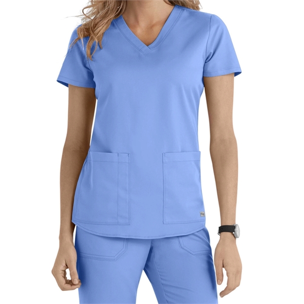 Barco Grey's Anatomy Women's 2-Pocket V-neck Scrub Top - Barco Grey's Anatomy Women's 2-Pocket V-neck Scrub Top - Image 4 of 6