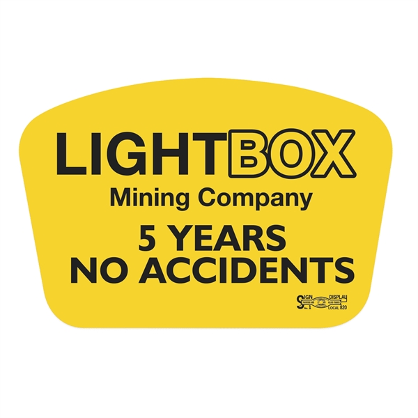 Curved Rectangle Yellow Vinyl Hard Hat Decal (2"x3")
