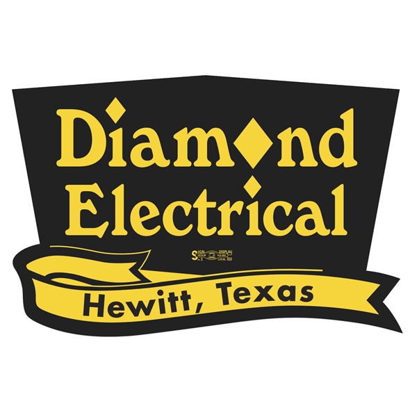 Trapezoid w/ Banner Yellow Vinyl Hard Hat Decal (1 3/4"x2)
