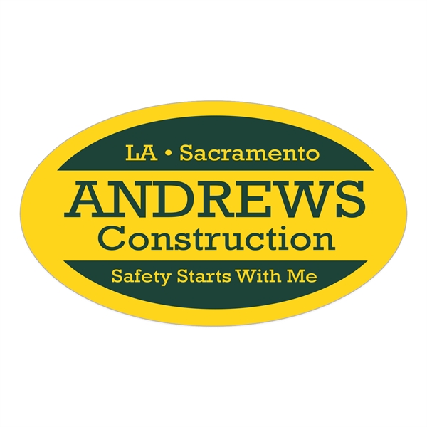 Oval Yellow Vinyl Hard Hat Decal (1 3/4"x3")