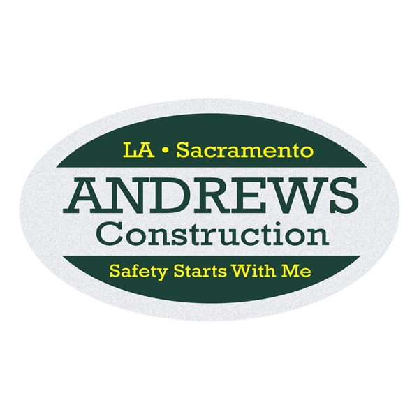 Oval White Reflective Hard Hat Decal (1 3/4"x3")