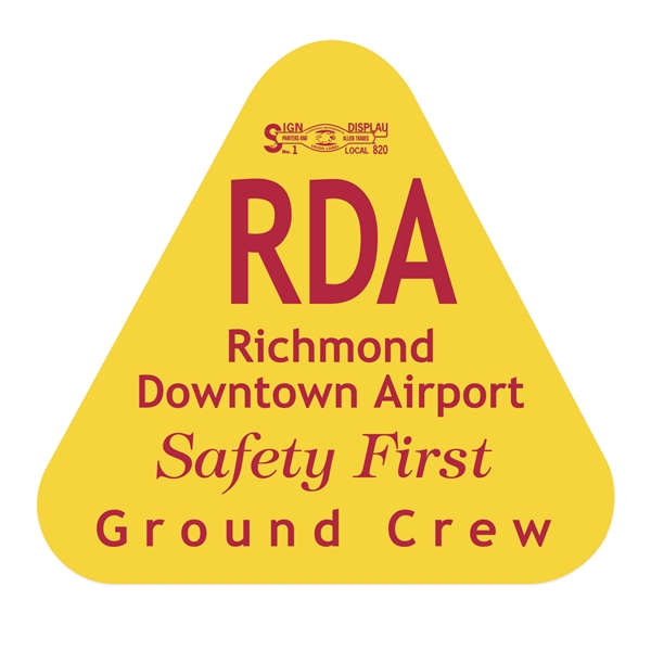 Triangle Yellow Vinyl Hard Hat Decal (2 1/8"x2 1/4")