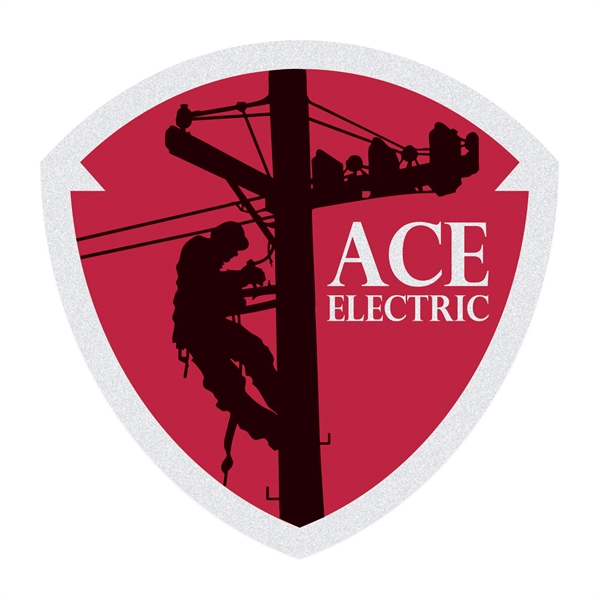 Shield White Reflective Hard Hat Decal (2 1/4"x2 1/4")